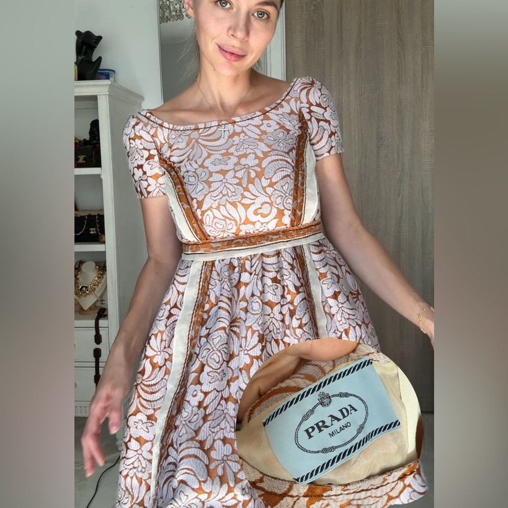 Prada Mini Dress - Brown and Cream Floral